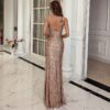 V-Neck Sequin Spaghetti Strap Maxi Party Dress – Elegant Designer Cocktail Dress
