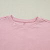 Light Pink Solid Color Bow Textured Patchwork Long Sleeve Tee