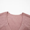 Light Pink Mixed Texture Knit Button V Neck Sweater Cardigan