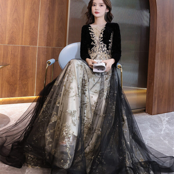 black-long-sleeve-party-dress.jpg black long sleeve party dress elegant evening gown