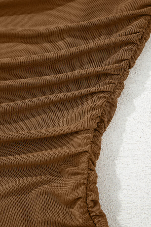 Black Sheer Mesh Patchwork High Neck Long Sleeve Top