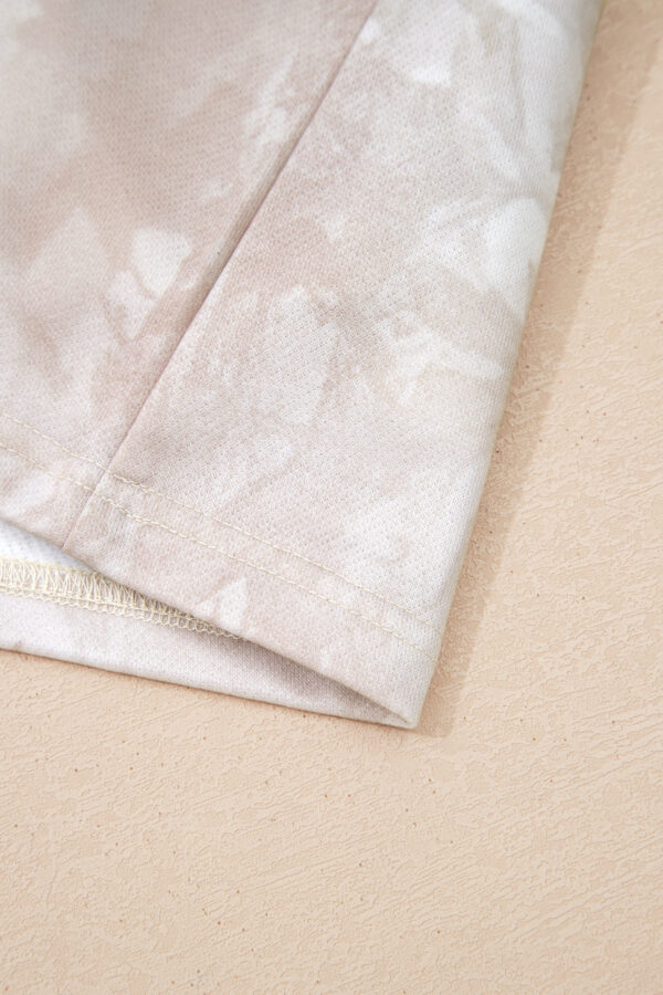 White Abstract Woodland Print Balloon Sleeve Pullover Drawstring Mini Skort Set