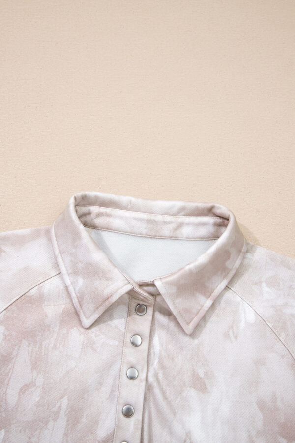 White Abstract Woodland Print Balloon Sleeve Pullover Drawstring Mini Skort Set