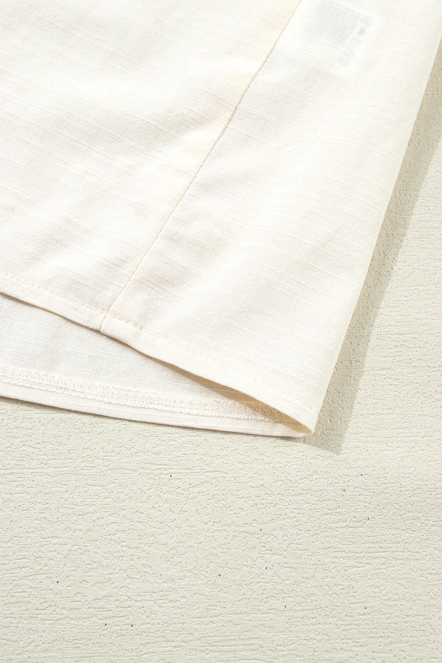 Beige Contrast Color Trim Button Down Long Puff Sleeve Shirt - Image 8