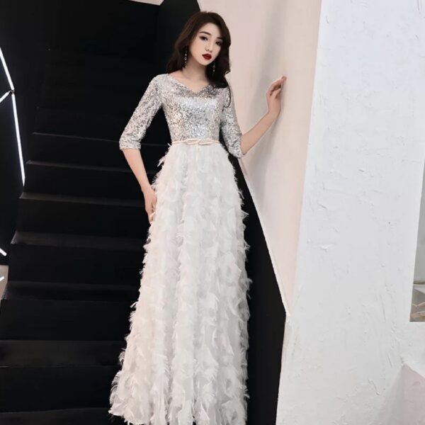 White Suspender Evening Party Dress – Elegant Birthday & Celebration Dress