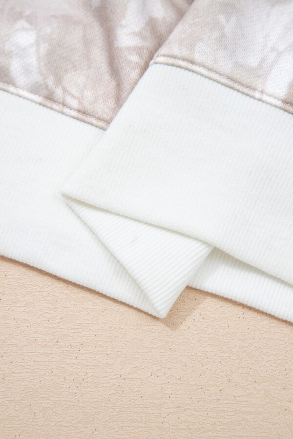 White Abstract Woodland Print Balloon Sleeve Pullover Drawstring Mini Skort Set