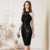 Halter Sequin Tassel Party Dress – Chic & Playful Evening Look