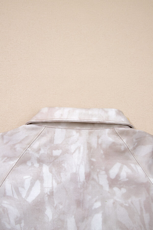 White Abstract Woodland Print Balloon Sleeve Pullover Drawstring Mini Skort Set