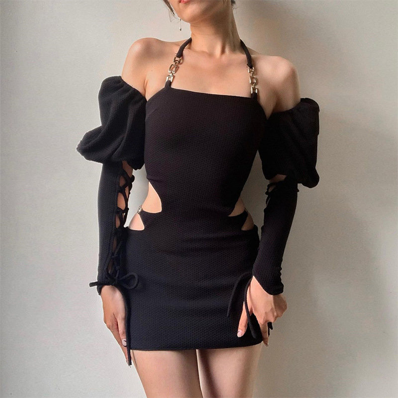 hollow waist niche dress stylish ins cutout design