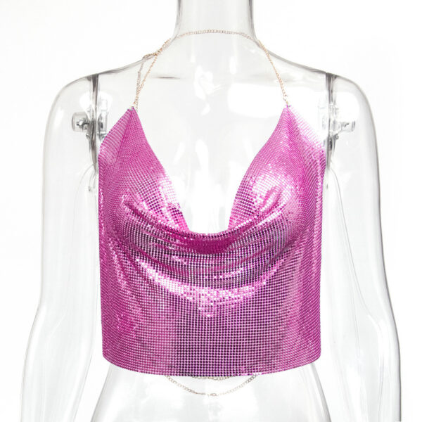 Womens Metallic Sequin Camisole Top