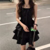 Waist-Cinching Elegant Princess Puff Skirt Strap Dress