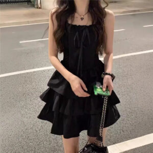 Waist-Cinching Elegant Princess Puff Skirt Strap Dress
