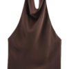 Womens Silk Satin Elegant Halterneck Tank Top