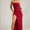 564074847 Elegant Strapless Slit Evening Dress for Party and Red Carpet Women's Formal Dress