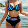 New Color Striped Swimsuit Printed Bikini Split Swimsuit For Women