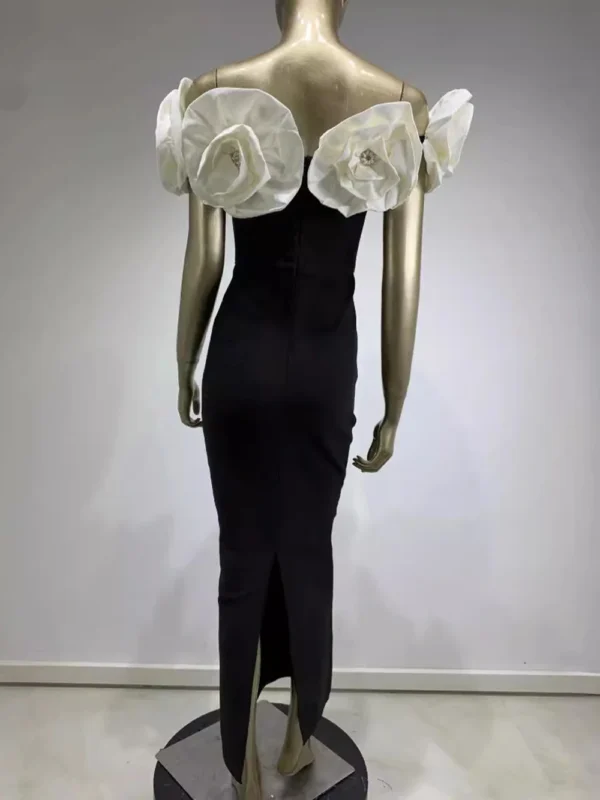 Bandage dress white large flower long dress