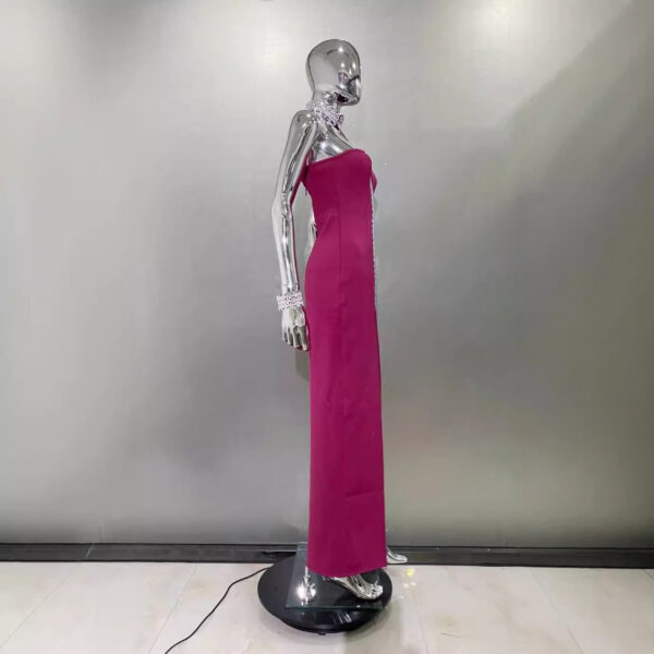 565301671 Sexy backless hanging neck with diamond studded party dress