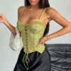 Embossed Jacquard Pleated Waist-cinching Camisole With Straps
