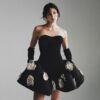 565302750 Strapless Florals Ball Grown Mini Bandage Dress
