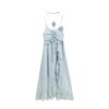 564075402 Chic French Beach Vacation Blue Strap Dress for Women