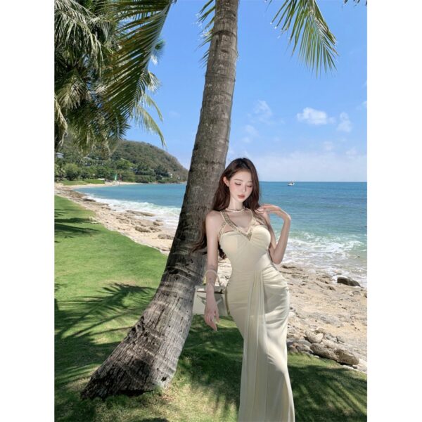 Pure and Sexy French High-end Mesh Strapless Dress Women's Waist-cinching Slimming Banquet Formal Long Dress