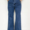 99027887-0871618b1c3662a7.jpg Ashleigh Blue Golden Button Detail Rolled Edge Flare Leg Jeans