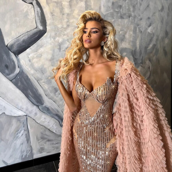 565302728 Backless V-neck Sleeveless Fitted Sequined Casual Long Dress for Party