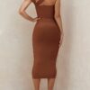 565301891 One Shoulder Midi Dress Sexy Waist Hollow Out Design Celebrity Party Club Bandage Dress