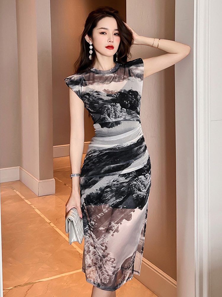 elegant-women-evening-dress-casual-vintage-sexy-see-through-o-neck-slit-midi-party-dress