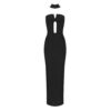 565302462 Sexy Stylish Bow Choker Key Hole Design Bodycon Club Evening Party Dress