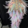 New Model Colorful Feather Rhinestone Elastic Wrap Hip Long Dress