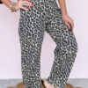 Black Leopard Print Barrel Jeans