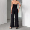 Black And White Color Matching Straight Halter Jumpsuit