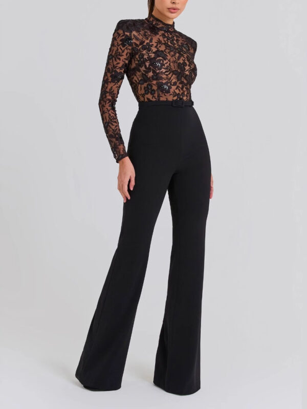 0eaa6495-224b-4884-b3c0-6310449c7c7c.jpg Black See-through Lace Long-sleeved Trousers Jumpsuit