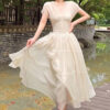 Fairy Model Dress Waist V-neck Delicate