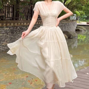 Fairy Model Dress Waist V-neck Delicate