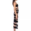 565302239 Single Shoulder Mesh Silver Stripe Sexy Tight Bandage Long Party Dress