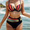 New Color Striped Swimsuit Printed Bikini Split Swimsuit For Women