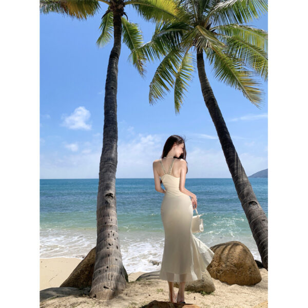 Pure and Sexy French High-end Mesh Strapless Dress Women's Waist-cinching Slimming Banquet Formal Long Dress