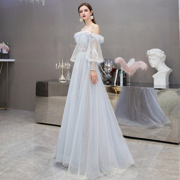One-shoulder Model Catwalk Starry Sky Toast Suit Hepburn Style Adult Ceremony Annual Party Evening Dress