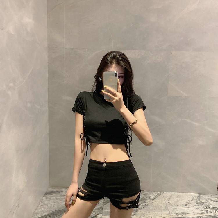 double-buckle-design-high-waist-stretch-tight-shorts-for-women