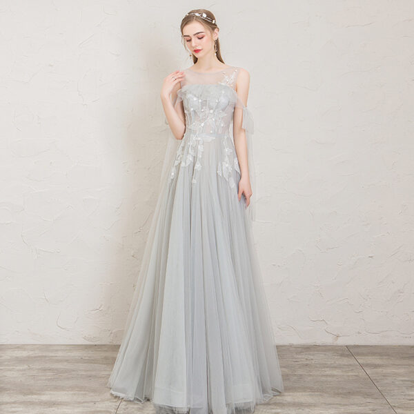 Gray One-Shoulder Host Is Very Fairy Model Red Carpet Catwalk Etiquette Dress