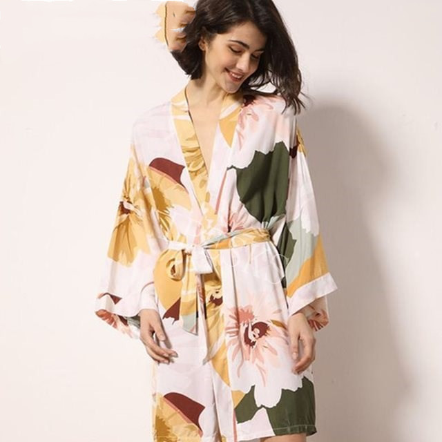 new-sleepwear-robe-spring-thin-cotton-silk-women