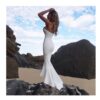 new sexy tube top halter waist slimming one step fishtail white dress evening dress show car model