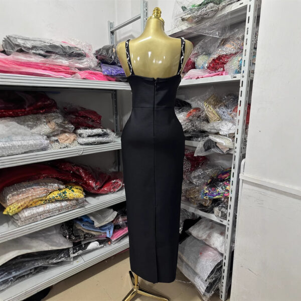 565301566 Strapless Dress Bandage Midi Length Banquet Party Evening Gown