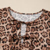 Brown Leopard Bow Tie Puff Sleeve Blouse