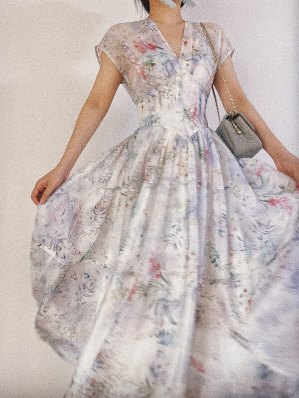 Fairy Model Dress Waist V-neck Delicate