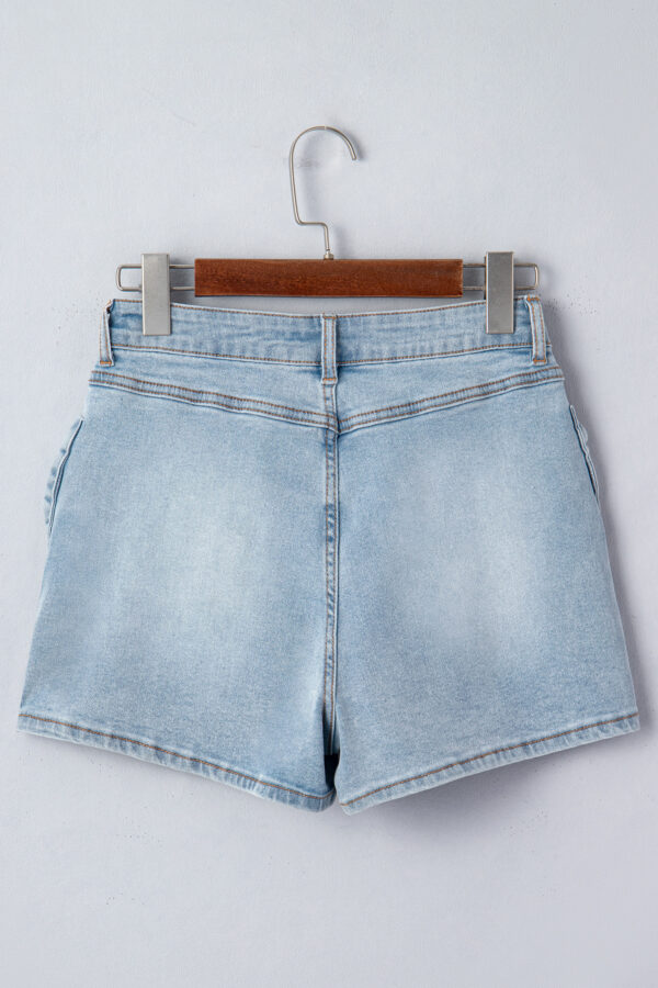 Beau Blue Bow Detail Denim Shorts with Pockets