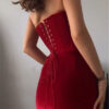 Red Velvet Tube Top Twist Dress