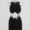 Rhinestone Flower Decoration Graceful Formal Dress